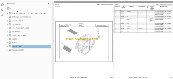 Manitou MT 523 Parts Catalogue