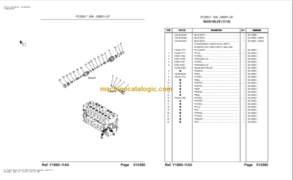 Komatsu PC200-7 SN J30001-UP Parts Book