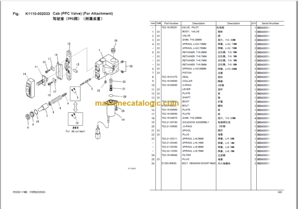 Komatsu PC200-11M0 PC200LC PC210 PC225LC PC235HD Parts Book