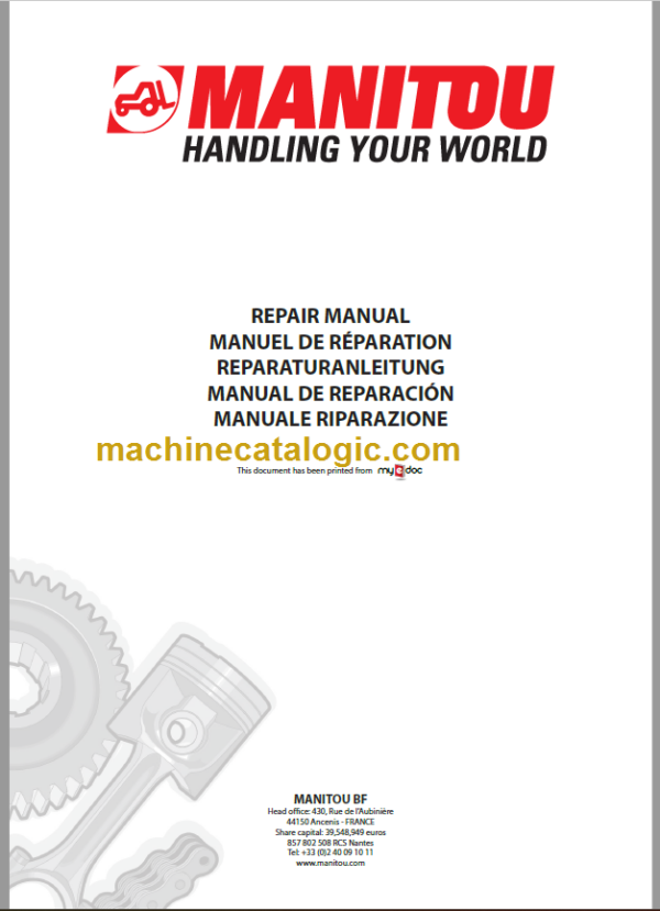 Manitou MT 1435 SL TURBO S4 - E3 Repair Manual