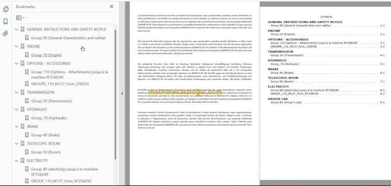 Manitou MT 1440 HA-A Repair Manual