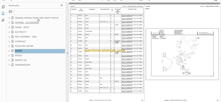 Manitou MT 620 Parts Catalogue
