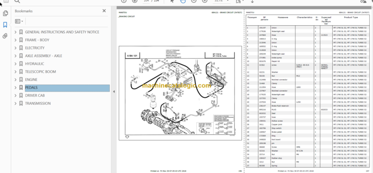Manitou MT 1740 SL S2 Parts Catalogue