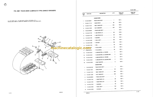 Komatsu D37E-2 D37P-2 Parts Book