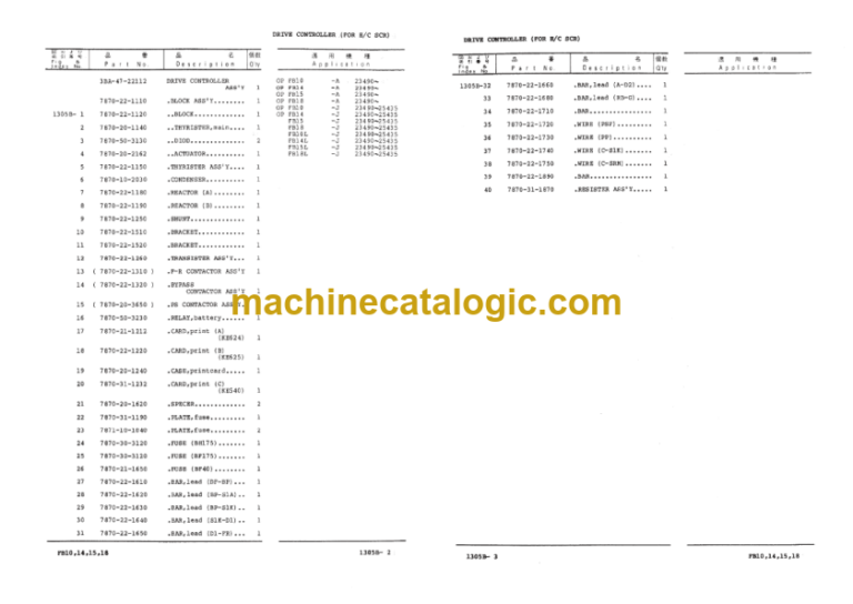 Komatsu FB10 14 15 18-5 L H H1 Forklift Truck Parts Book