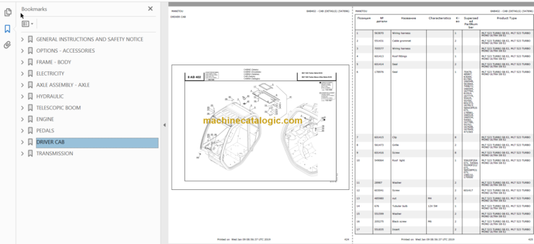 Manitou MT 620 Parts Catalogue