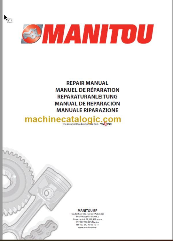 Manitou MT 732 MT932 MT1030 MLT630 MLT634 MLT731 Turbo LSU PS SB-E2 Repair Manual 547895EN