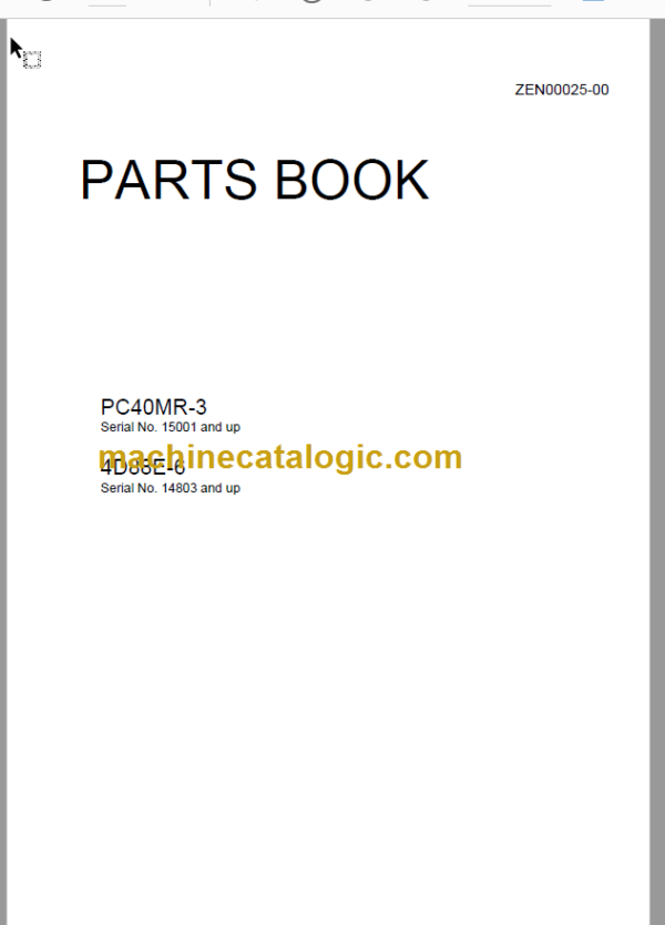 Komatsu PC40MR-3 4D88E-6 Parts Book