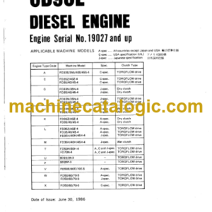 Komatsu 6D95L Diesel Engine Parts Book Serial No 19027 and up