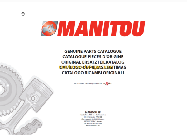 Manitou MT 1440 A ST3B MT 1840 A ST3B Parts Catalogue