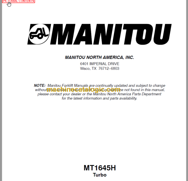Manitou MT 1645H Turbo Parts Manual