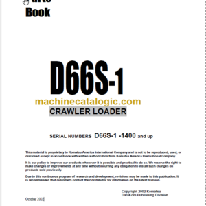 Komatsu D66S-1 Crawler Loader Parts Book