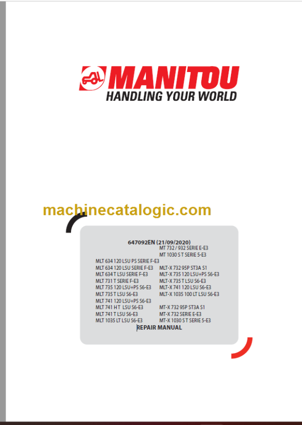 Manitou MT 932 SERIE E-E3 Repair Manual