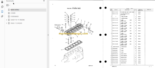 Komatsu D66S-1 Crawler Loader Parts Book