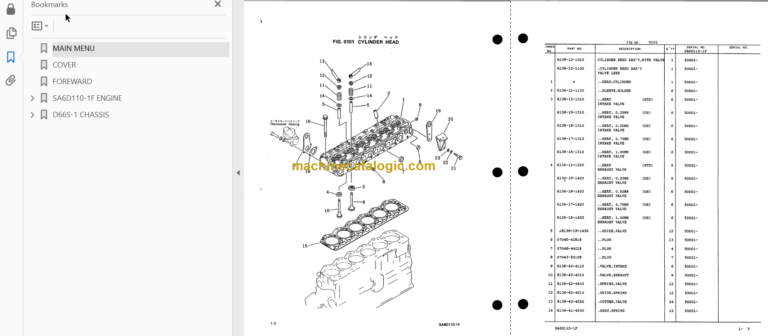 Komatsu D66S-1 Crawler Loader Parts Book