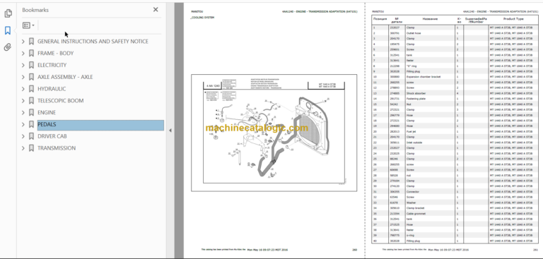 Manitou MT 1440 A ST3B MT 1840 A ST3B Parts Catalogue