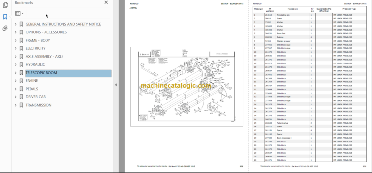 Manitou MT 1840 A Priviledge Genuine Parts Catalogue
