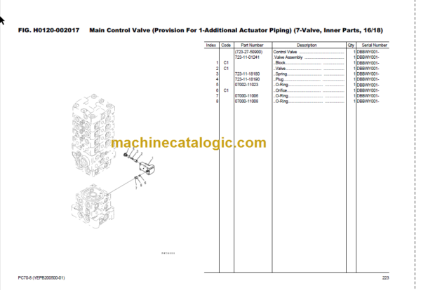 Komatsu PC70-8 Hydraulic Excavator Parts Book