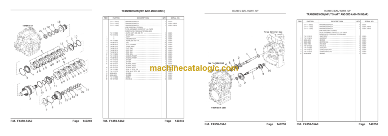 Komatsu WA180-3 SN J10001- UP Parts Book