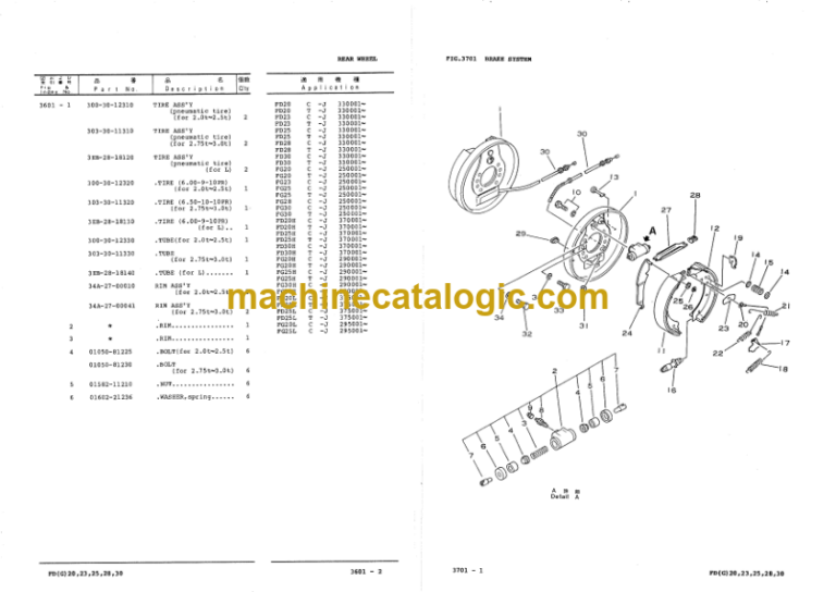 Komatsu FG20 FG23 FG25 FG28 FG30-11 Parts Book