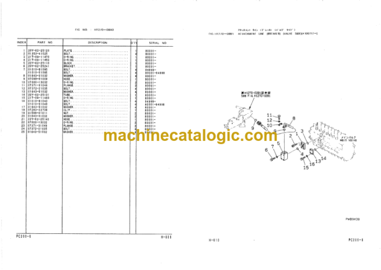 Komatsu PC200-6 EXCEL PC200LC-6 EXCEL Parts Book
