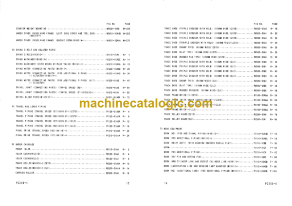 Komatsu PC200-6 EXCEL PC200LC-6 EXCEL Parts Book