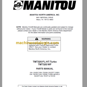 Manitou TMT320 FL HT PARTS MANUAL