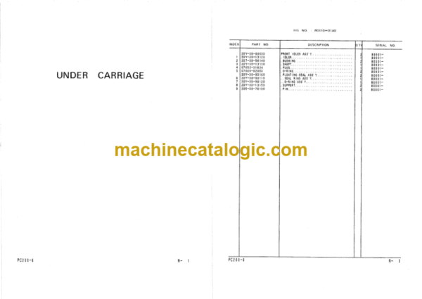 Komatsu PC200-6 EXCEL PC200LC-6 EXCEL Parts Book