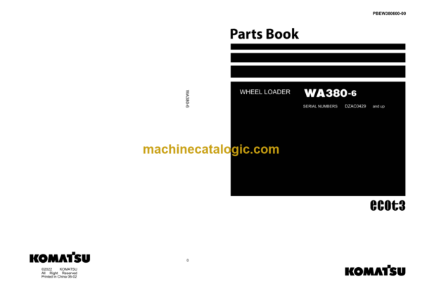 Komatsu WA380-6 Wheel Loader Parts Book