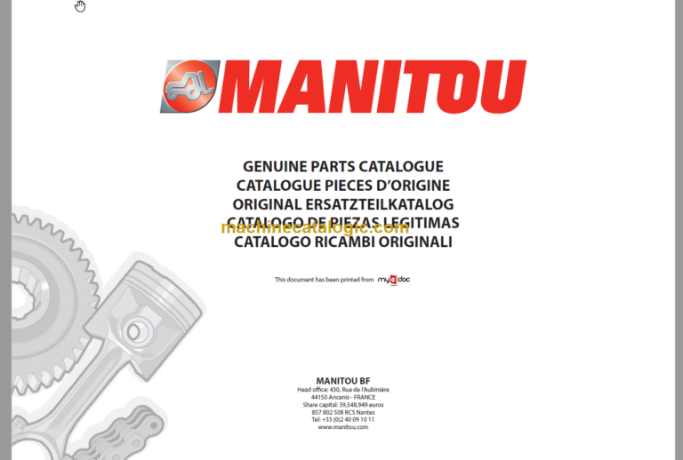 Manitou MT 1030ST Parts Catalogue