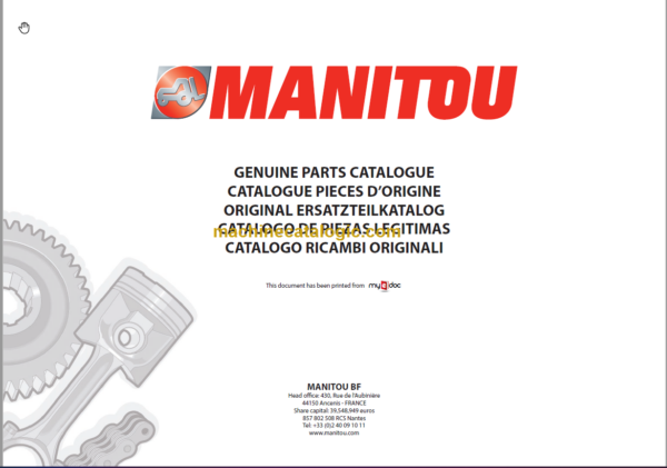 Manitou MT 1240 Parts Catalogue