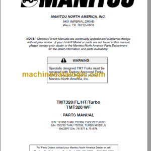 Manitou TMT320 WF PARTS MANUAL