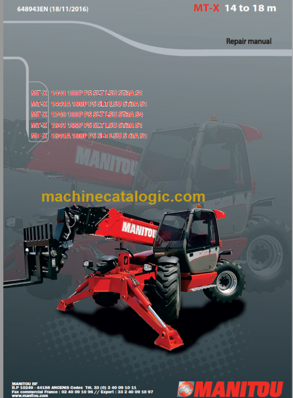 Manitou MT-X 1841A 100P PS SLT LSU ST3A S1 Repair manual