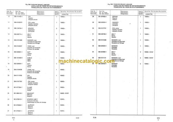 Komatsu W70 Parts Book