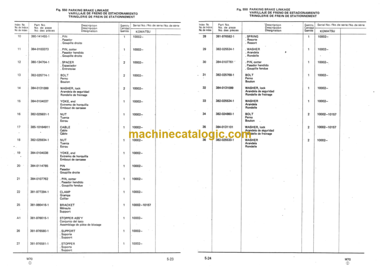 Komatsu W70 Parts Book