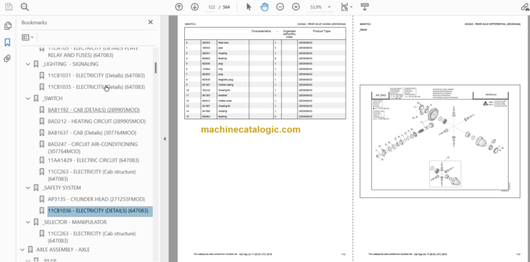 Manitou MT 1030ST Parts Catalogue