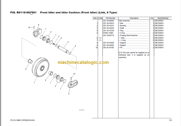 Komatsu PC210-10M0 Hydraulic Excavator Parts Book