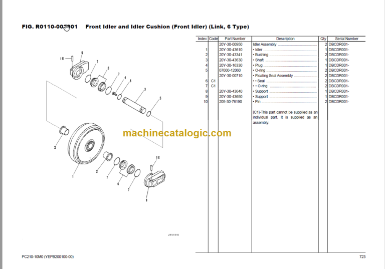 Komatsu PC210-10M0 Hydraulic Excavator Parts Book