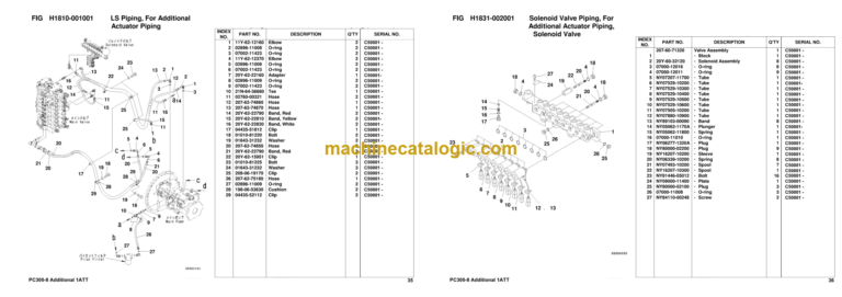 Komatsu PC300-8 Hydraulic Excavator ADDITIONAL FOR 1-ACTUATOR SPEC Parts Book