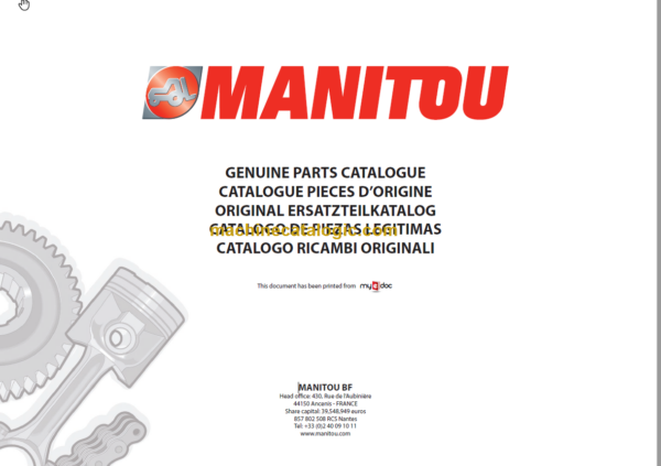 Manitou MT 1235 S TURBO S3 E2 Genuine Parts Catalogue