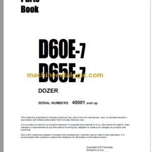 Komatsu D60E-7 D65E-7 Dozer Parts Book