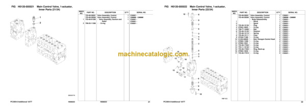 Komatsu PC300-8 Hydraulic Excavator ADDITIONAL FOR 1-ACTUATOR SPEC Parts Book