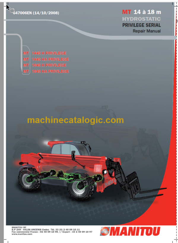 Manitou MT 1440 H-HA PRIVILEGE Repair Manual