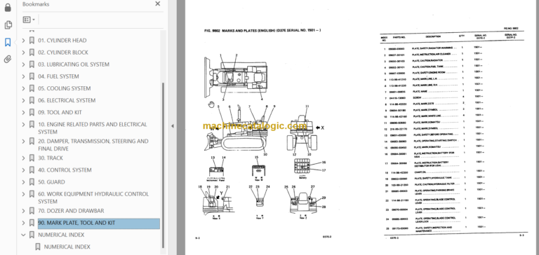 Komatsu D37E-2 D37P-2 Bulldozer Parts Book 1501 and Up