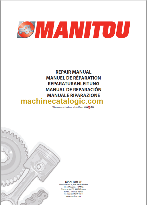 Manitou MT 625 Turbo Repair Manual