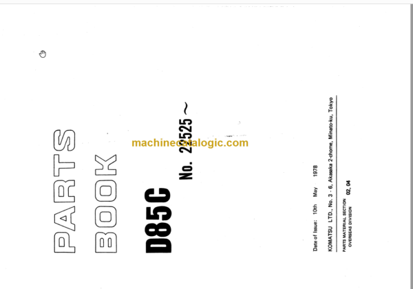 Komatsu D85C Parts Book