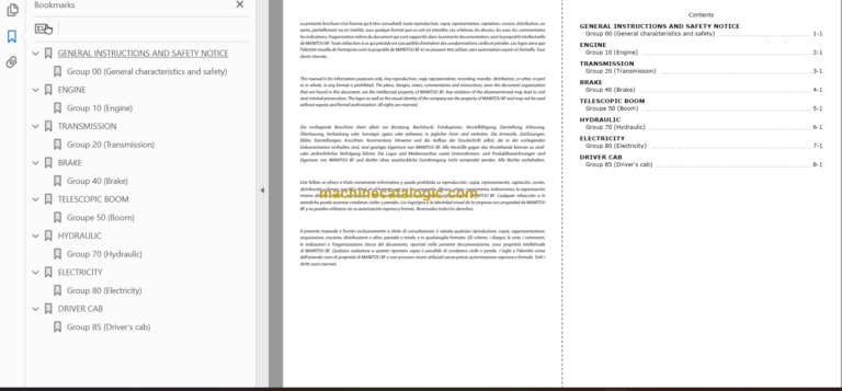 Manitou MT 625 Turbo Repair Manual