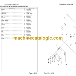 Komatsu PC300SE-8 PC300LCSE-8 Parts Book