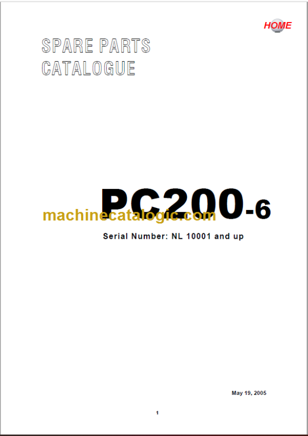 Komatsu PC200-6 Spare Parts Catalogue NL 10001 And Up