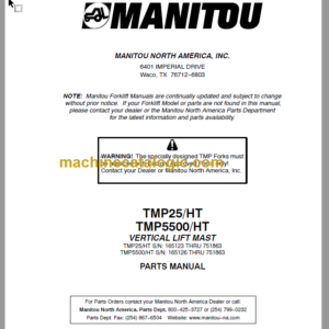 Manitou TMP25-TMP5500HT Parts Manual 800806